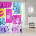 thumbnail image 2 of Beauty Shower Curtains,Eiffel Tower Bathroom Curtains for Kids Teens Girls Woman,Perfume Grid Design Modern Waterproof Bath Curtains,with 12 Hooks Suits for Bathtub,72" W x 72" L, 2 of 6