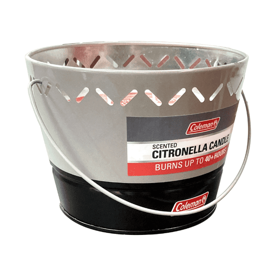 Coleman Brand Triple Wick Citronella Candle 20oz 2-Tone Bucket, Gray/Black