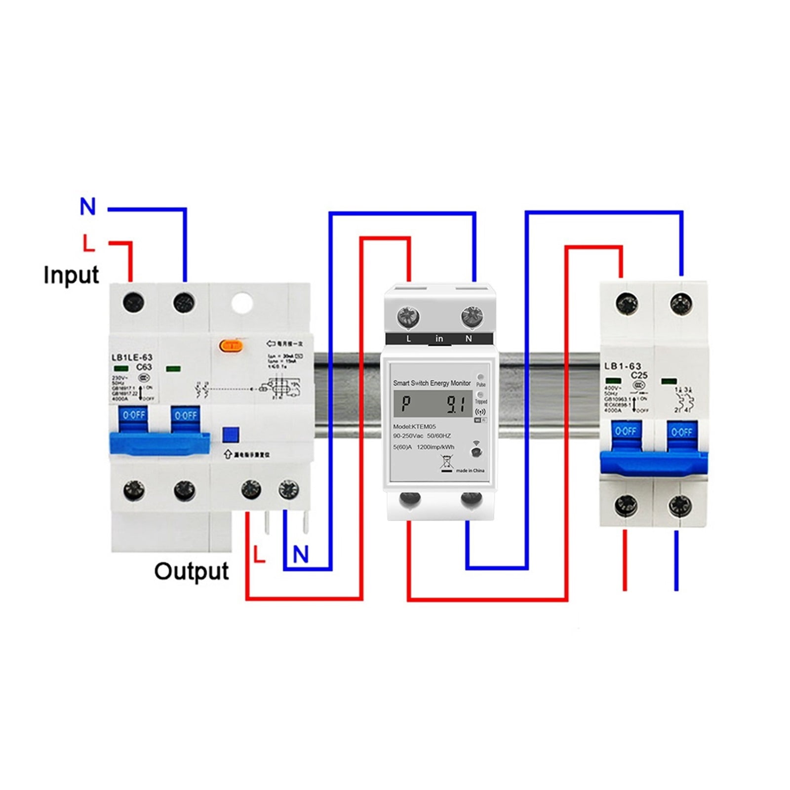 Din Rail WIFI Tuya Smart Energy Power Meter KWH Voltmeter Ammeter Smart Life Wattmeter Remote Switch Control Monitor ,Overload Protection