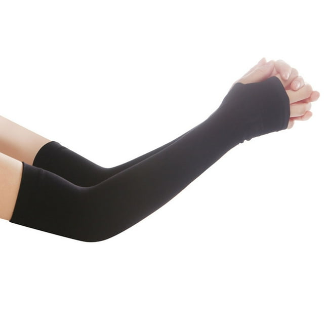 Yuarrent Protector solar físico para brazos, mangas para actividades al aire libre, ciclismo de verano, mangas para correr, sol Ciclismo negro