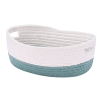 Unique Bargains Woven Storage Basket Shelf Storage Bin for Home Clothes with Handles Green