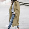 thumbnail image 2 of Women's Wool Blend Trench Coat Oversized Single Breasted Midi Long Overcoat Winter Fall Shawl Collar Trench Jacket, 2 of 9