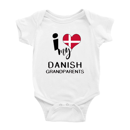 

I Heart My Danish Grandparents Denmark Love Flag Baby One-Pieces Baby Bodysuit (White 12-18 Months)