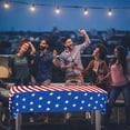 thumbnail image 5 of JoyMoreHome 54 x 108 Inch American Flag Disposable Plastic Tablecloth - Stars and Stripes Design for Dining, Picnic, 4th of July Patriotic Memorial Day Indoor Outdoor Decorations, 5 of 8