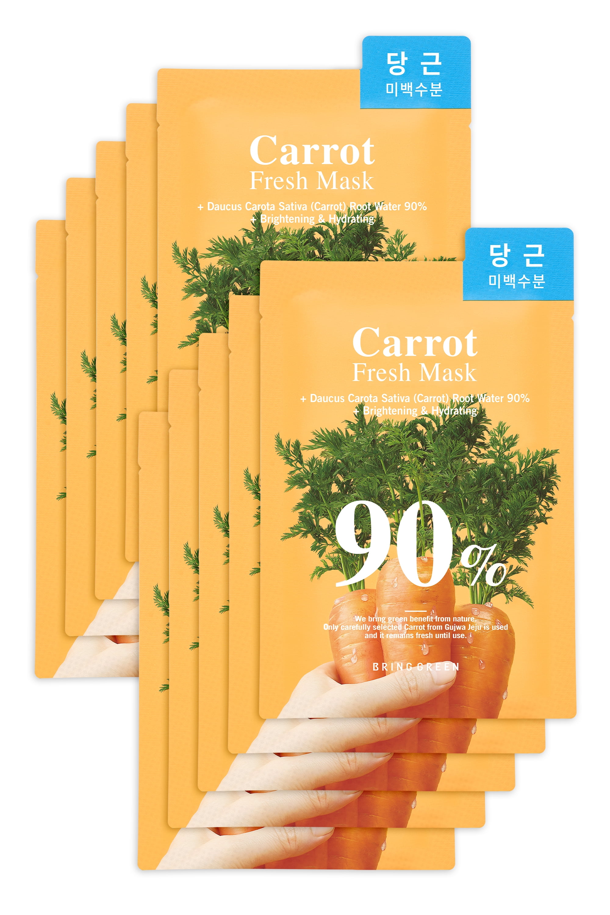 BRING GREEN Carrot 90 Fresh Mask 10EA Korean Skin Care Beauty