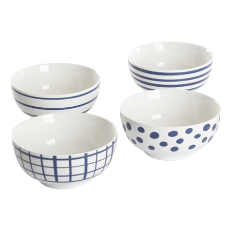 Gap Home New Blue 6-Inch Blue & White Assorted Fine Ceramic Bowls  Set of 4