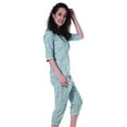 thumbnail image 5 of Moomaya Printed Cotton 3/4 Sleeve Shirt With Capri 2 Piece Nightwear Set Sleepwear For Womens, 5 of 7
