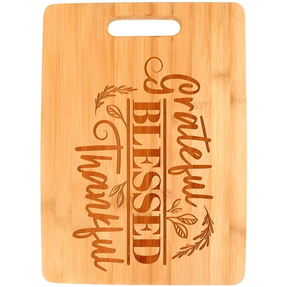 ThisWear Fall Decorations for Home Grateful Blessed Thankful Fall Theme Word Art Big Rectangle Bamboo Cutting Board