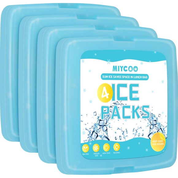Ice Packs MIYCOO, paquete de 4 accesorios refrigeradores delgados y reutilizables