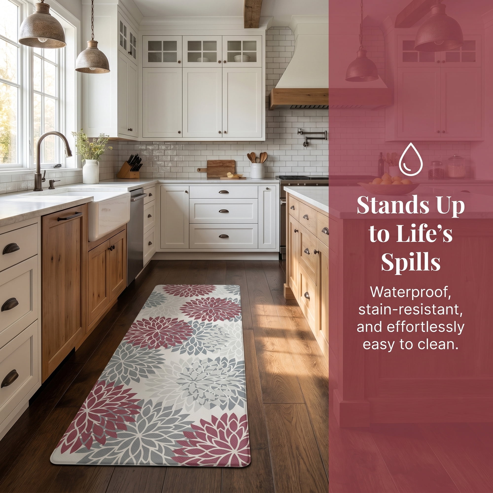 Unique Bargains Ergonomic Kitchen Mats Red 47" x 17"