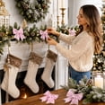 thumbnail image 4 of 6 Pcs Pink Glitter Bows For Christmas Ornament, Hanging Festive Bows For Garland & Wreath Home Xmas Arrangement, 4 of 6