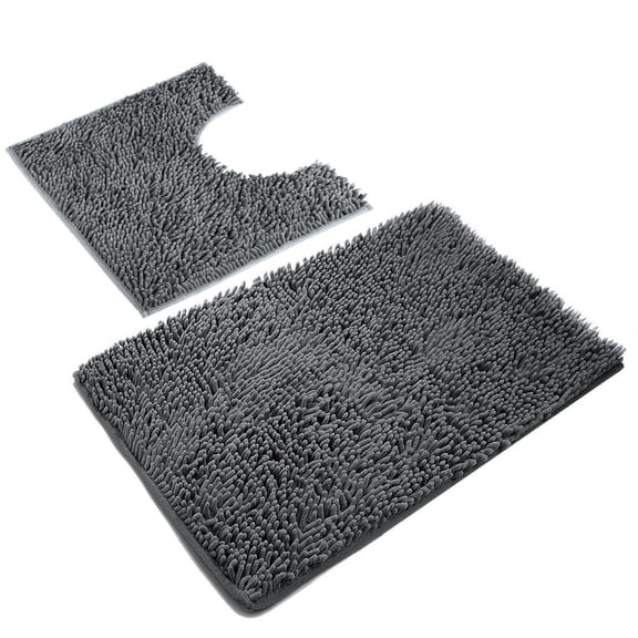 2 Bath Rugs Pieces Mats For Bathroom, Luxury Soft Microfiber, Absorbent Shaggy "