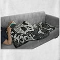 thumbnail image 5 of Rock and Roll Soft Flannel Fleece Throw Blanket, Gothic Typography and Ornate Skull Bones in Monochrome Style, Cozy Plush for Indoor and Outdoor Use, 50" x 70", Charcoal Grey and White, by Ambesonne, 5 of 5