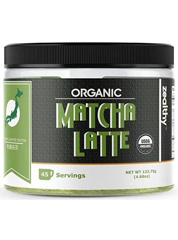 Zealthy Matcha Latte Green Tea Powder Mix. 100% USDA Organic Authentic Japanese Sweet Blend with Ashwagandha, Maca, Coconut Milk & Natural Vanilla. Best for Boosting Antioxidants & Refreshment
