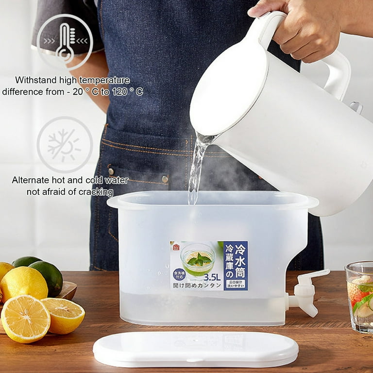 AURIGATE Cold Kettle with Faucet in Refrigerator, Drink Dispenser for  Fridge, Plastic Cold Kettle With Faucet Fruit Teapot Lemonade Bucket Drink  Container for Fridge or Outdoor Use, 3.5L/1 Gallon 