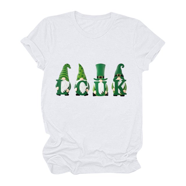 Wolfast T-Shirts pour Femmes Manches Courtes Mode Féminine Saint-Patrick Imprimé Col Rond Manches Courtes T-Shirt Décontracté Haut T-Shirts pour Femmes Mode