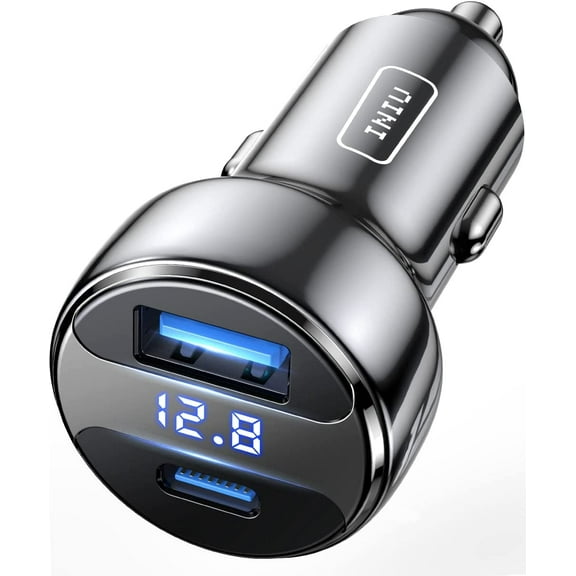 INIU Fast Car Charger, 66W Dual Ports [USB C USB A] Car Adapter for iPhone iPad Samsung, Black