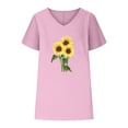 thumbnail image 4 of Busydd Womens Tops Summer Casual V Neck Blouses Fashion Floral Print Tee Tops Loose Comfy Short Sleeve T Shirts Stylish Flowy Basic Going Out Tops Cotton Linen Shirts, 4 of 4