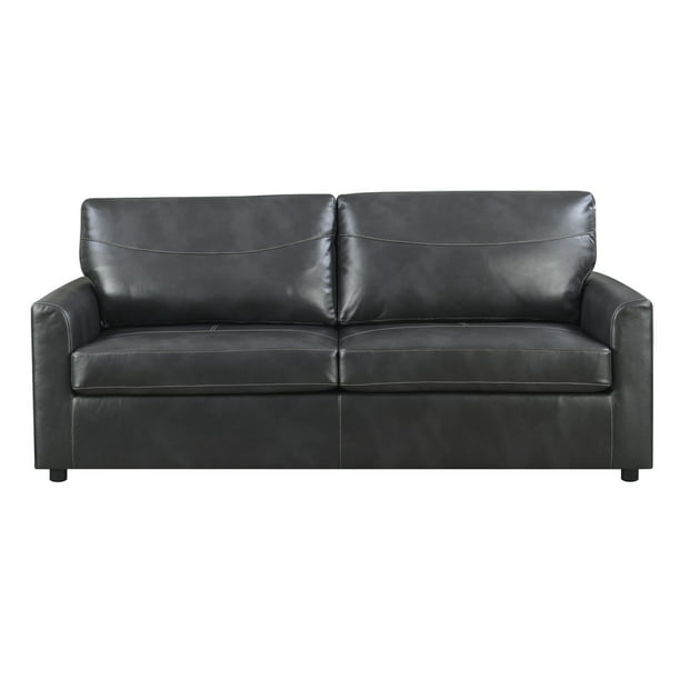 Bay Lincoln Faux Leather Sleeper Sofa, Small Black Leather Sleeper Sofa