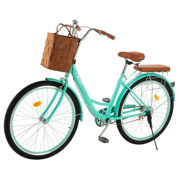 Bicicleta Neon Urbana Rodada 26 Con Canastilla Color Verde