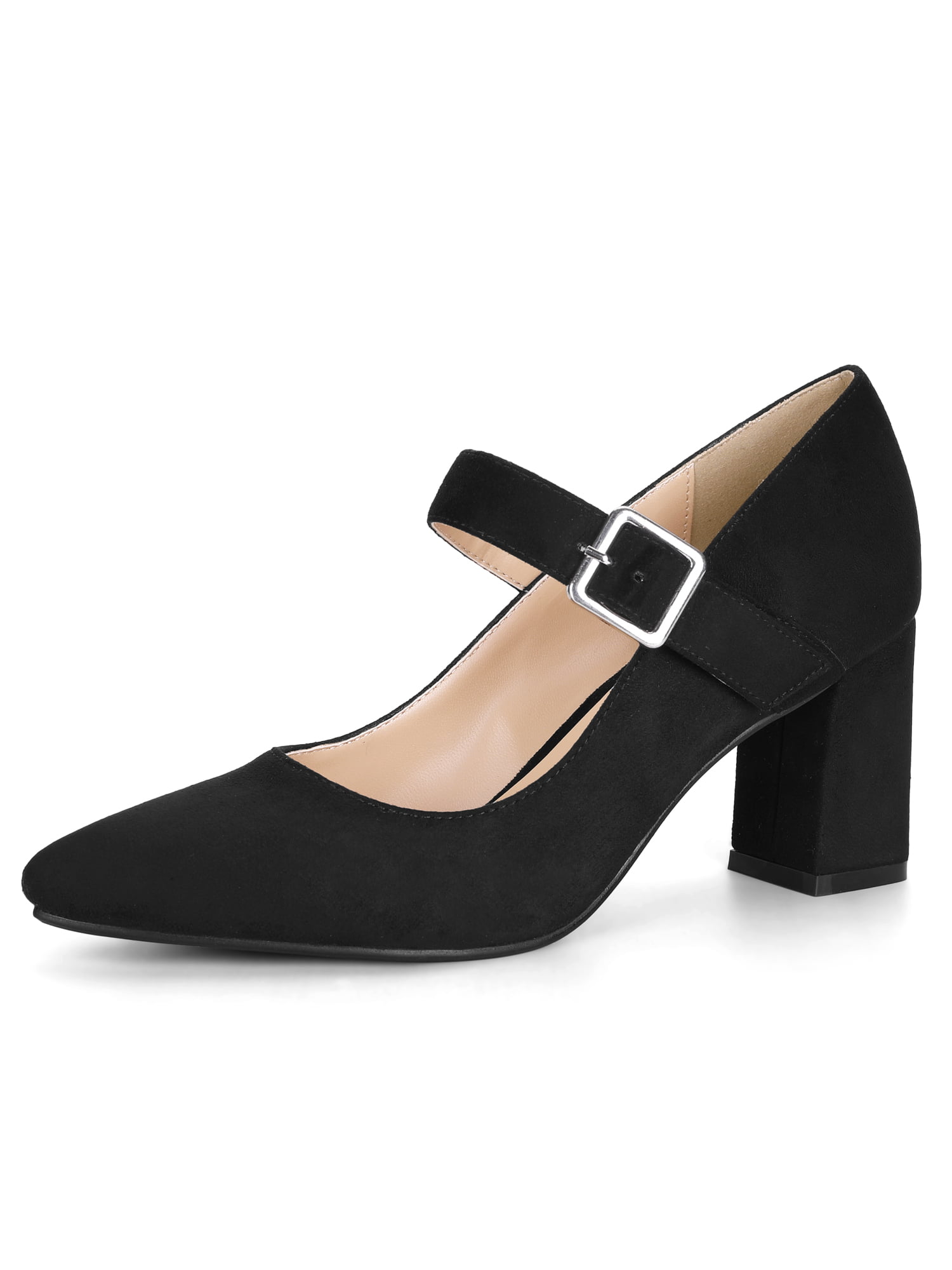 black mary jane pumps chunky heel