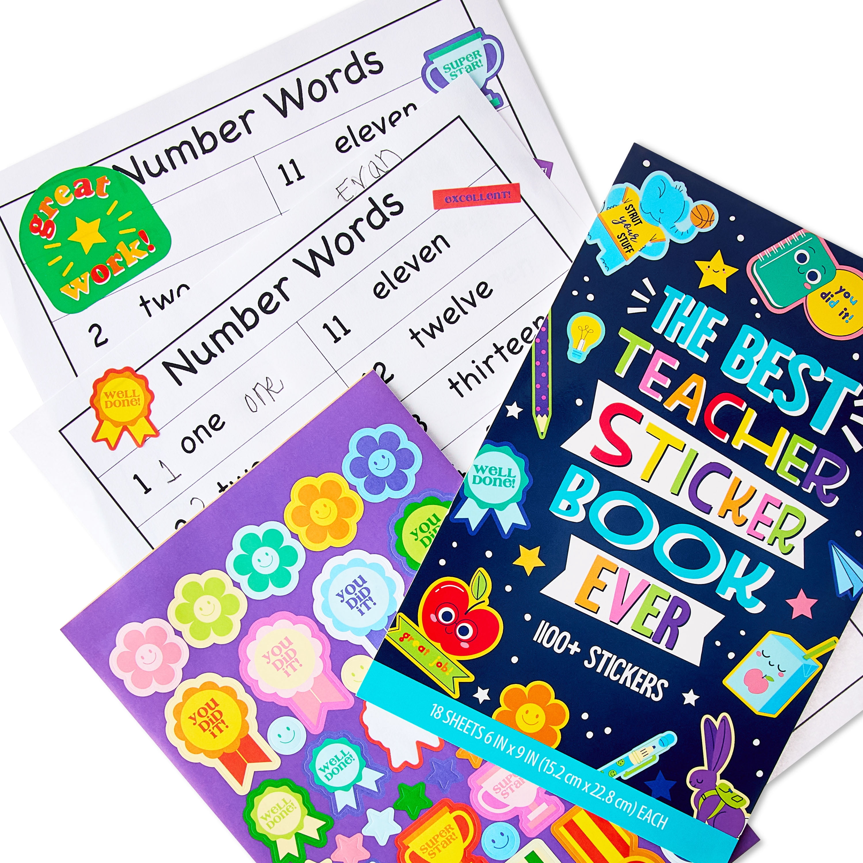 Pen+Gear The Best Teacher Reward Sticker Book Ever, 18 Sheets, Teacher