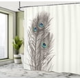thumbnail image 3 of Ambesonne Peacock Shower Curtain, Feathers of Exotic Bird, 69"Wx75"L, White Taupe and Blue, 3 of 5