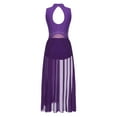 thumbnail image 2 of Alvivi Womens Sleeveless Lyrical Dance Costume Rhinestone Mesh Split Mock Neck Ballet Leotard Dresses Purple M, 2 of 7