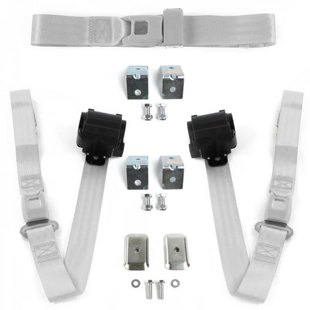 Camaro 1982-1992 Standard 2 Points Gris & Gris Rétractable Ceinture de Banquette Kit avec Bracketry - 3 Ceintures