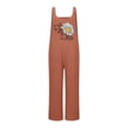 thumbnail image 4 of Conairie Overalls For Women Flower Print Lightweight Adjustable Straps Jumpsuits Wide Leg Pants With Pockets Orange L, 4 of 4