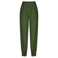 thumbnail image 4 of Women's Elastic Waist Jogger Pants with Pockets - Baggy Casual Pleated Hem Sweatpants for Workout, Yoga & Daily Wear Green M, 4 of 6
