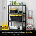 thumbnail image 3 of CX 4-Tier (52.1”H x 34.8”W x 14.6”D) Plastic Storage Shelving Unit (Black) 2-Pack, Medium Duty, 75lbs Per Shelf Capacity, Indoor Storage Organization in Home, Garage, Office with Easy Assembly, 3 of 4