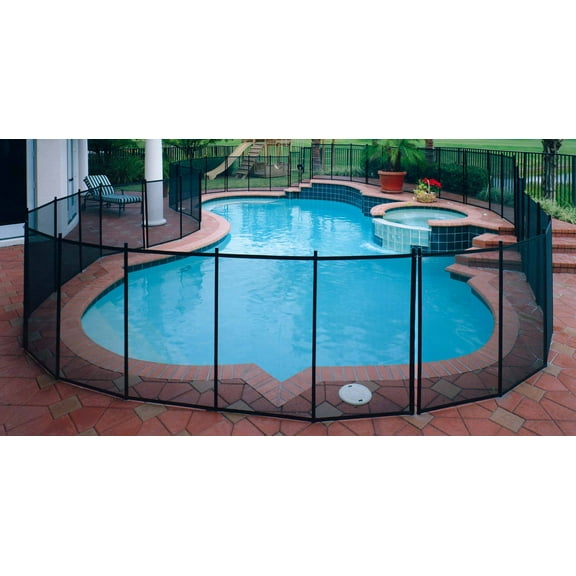 4 ft. H X 12 ft. W Pool Fence DIY Section in Black with 5 Poles Featuring a Steel Pin at the Base for a 1/2 in. Hole