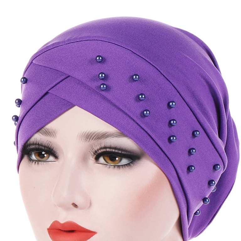 Travelwant African Women Turban Cap Beaded Headscarf Beanie 