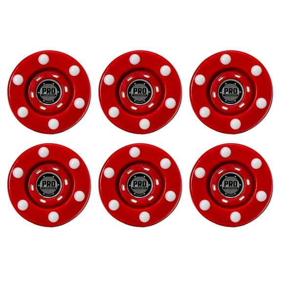 Franklin Sports NHL Street Roller Hockey Pucks - (6) Pro Commander Outdoor Street Hockey Pucks with Rollers for Practice   Training  - Red