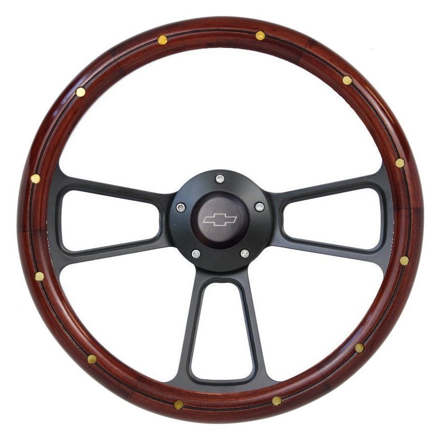 194859 Chevy Truck with GM, Ididit Column Steering Wheel Kit Mahogany Black