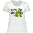 thumbnail image 3 of Inktastic Happy Mardi Gras Cute Alligator with Beads Women's Plus Size T-Shirt, 3 of 5