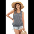 thumbnail image 3 of Camiseta de Tirantes Holgada de Verano para Mujer, Plisada, con Cuello Redondo, Informal, Sin Mangas, Gris, XXL, 3 of 8
