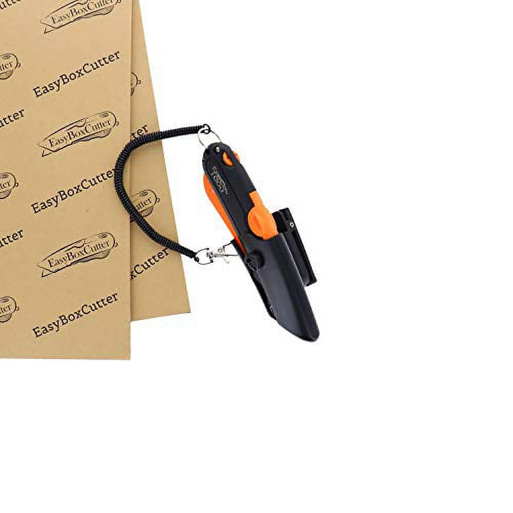 Easy Cut 1000 ORANGE Safety Box Cutter Knife--2 blades Holster & Lanyard  Easycut