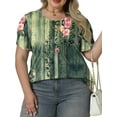 thumbnail image 4 of Plus Size Tops for Women 3X Summer Short Sleeve T Shirts Dressy Pleated Casual Fashion Round Neck Floral Tunics YH001, 4 of 6