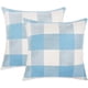 thumbnail image 1 of Juego de 2 fundas de almohada a cuadros de búfalo de granja, funda de cojín de poliéster y lino para decoración del hogar de verano, azul cielo y blanco, 18 x 18 pulgadas, 1 of 5
