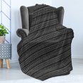 thumbnail image 4 of Mudcloth Soft Flannel Fleece Throw Blanket, Chevron Ornamental Aztec Style Vintage Bohemian Art, Cozy Plush for Indoor and Outdoor Use, 50" x 70", Black and White, by Ambesonne, 4 of 5