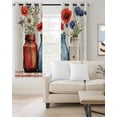 thumbnail image 2 of Red Flower Blackout Curtains for Bedroom Living Room Darkening Curtains 63 Inches Long Vintage Blue Poppy Floral Daisy Patriotic Window Curtain 2 Panels Set Window Treatment Grommet Drapes 52"x63", 2 of 9