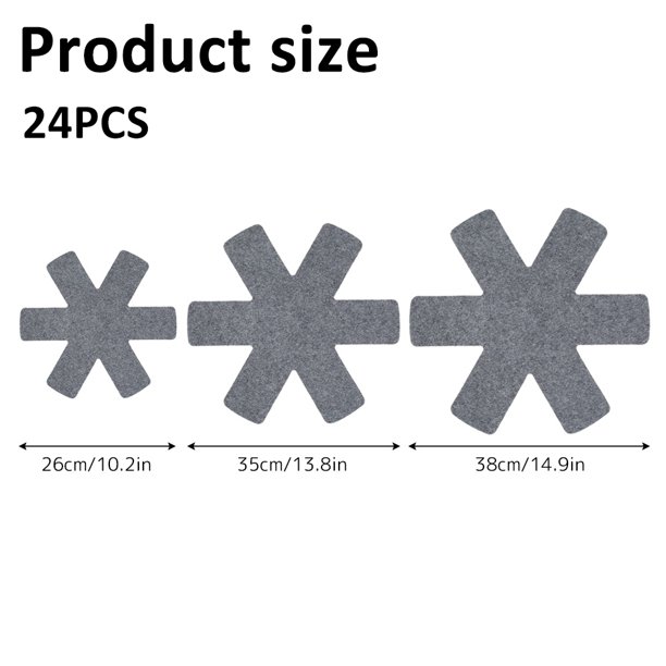 Protectores para ollas y sartenes, almohadillas divisorias para ollas, no tejidas, 3 tamaños, almohadillas separadoras para proteger separadores, utensilios de cocina, 12 Uds.