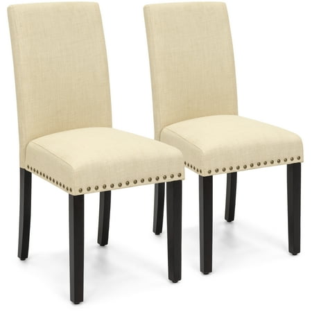 Wheat Back Dining Chairs Best Choice Products Set of 2 Upholstered Fabric High Back Parsons Accent Dining Chairs for Dining Room, Kitchen w/ Wood Legs, High Density Foam Padding, Nail Head Stud Trim - Ivory ()