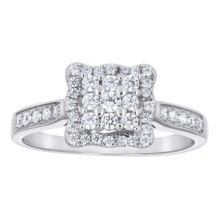 925 Sterling Silver Womens Cubic Zirconia Square Engagement Ring Size 8