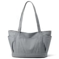 thumbnail image 1 of Bolso grande de lona para mujer, bolso de hombro informal con cremallera y bolsillo para viajes, playa, trabajo, compras, 1 of 7