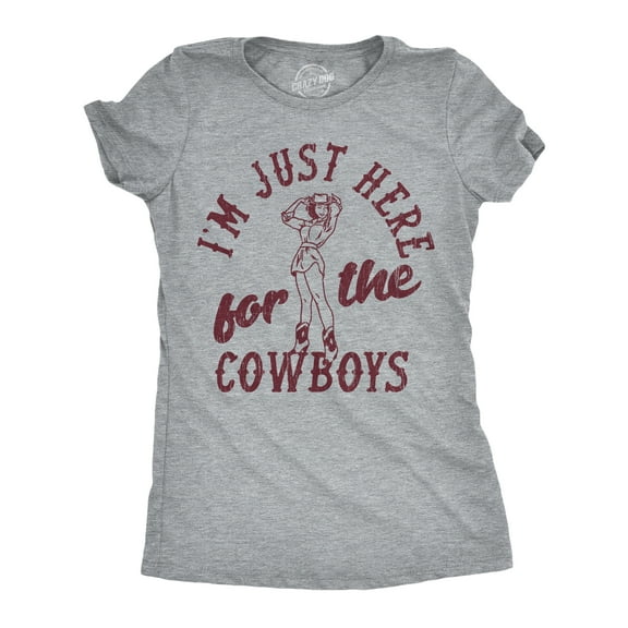 Womens Funny T Shirts Im Just Here For The Cowboys Sarcastic Western Graphic Novelty Tee For Ladies Womens Graphic Tees
