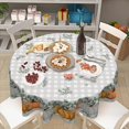 thumbnail image 6 of Fall Pumpkins Round Tablecloth 60 Inch Autumn Harvest Thanksgiving Orange White Pumpkins Buffalo Plaid Table Cloth Rustic Farmhouse Polyester Table Cover for Kitchen Dining Room Decor, 6 of 6