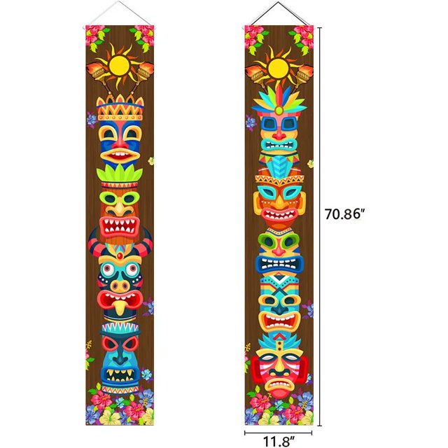 Suministros de decoración de fiesta hawaiana, cartel de puerta, tótem Tiki, Aloha, hawaiana, Luau, Moana Tropical, decoraciones de fiesta de cumpleaños